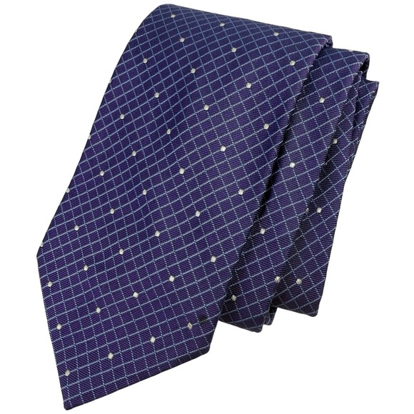 Brooks Brothers Other - BROOKS BROTHERS Purple w/ Blue Grid Pattern and White Dots 100 % Silk Necktie